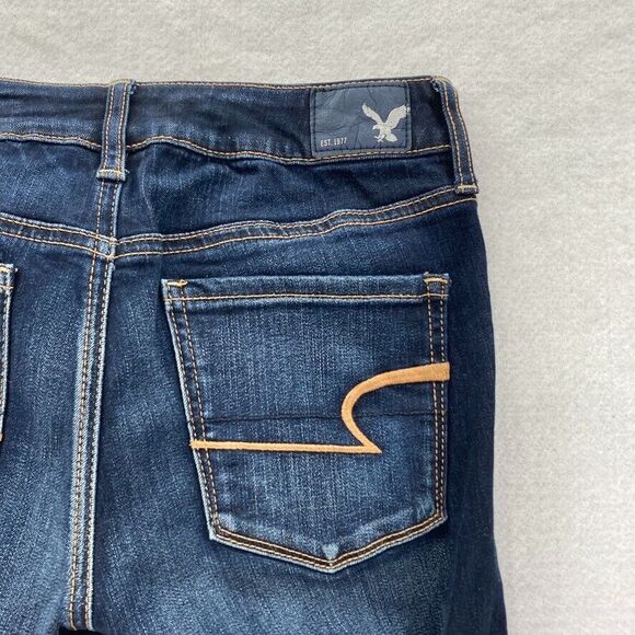 American Eagle Skinny Jeans Women's 4 Short Black Stretch Denim Low Rise Pants - Picture 12 of 13